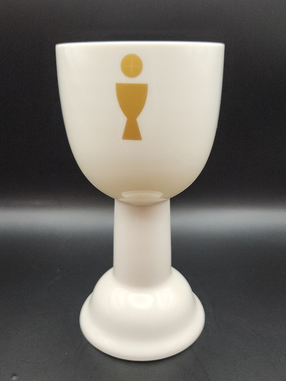 Communion Blessing Cup Chalice White/Gold Ceramic Eucharist Church Mass 6" EUC